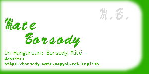 mate borsody business card